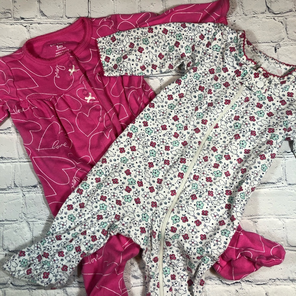 0-3 month girls footed sleeper lot
